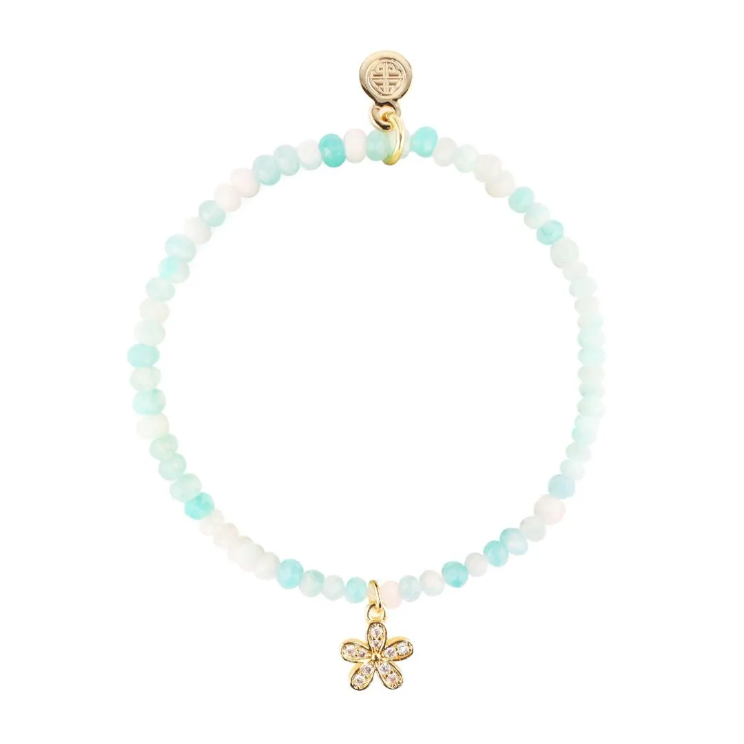 Luna Bracelet - Aqua With Flower Charm sold by BuDhaGirl