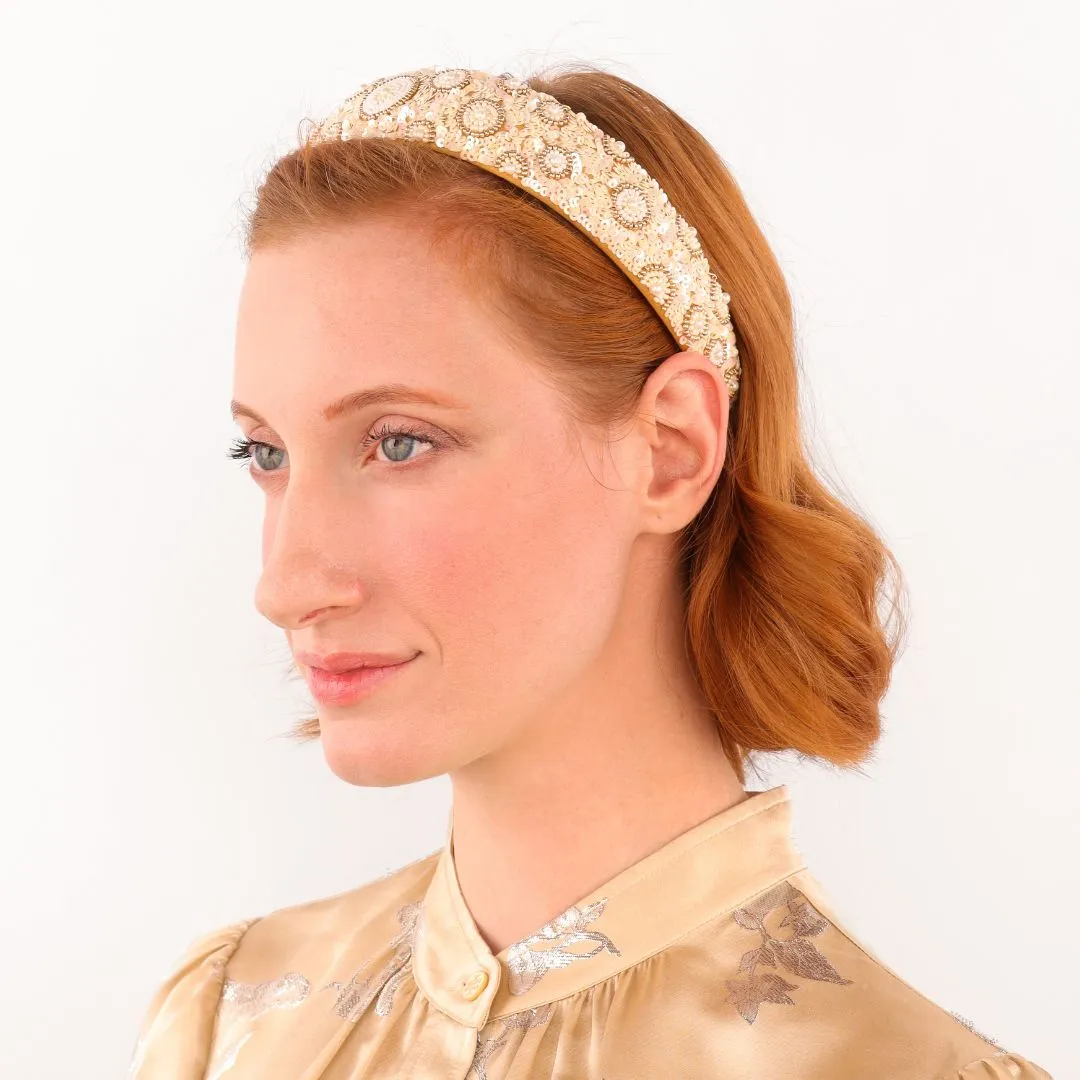 Natasha Cream Sequin Pearl Headband sold by BuDhaGirl product image thumbnail 2