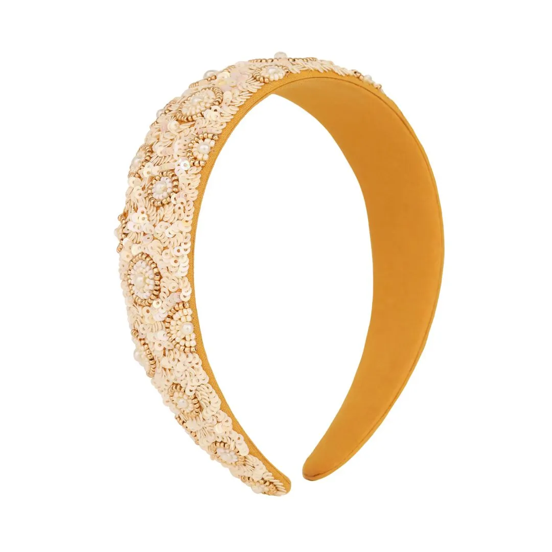 Natasha Cream Sequin Pearl Headband sold by BuDhaGirl