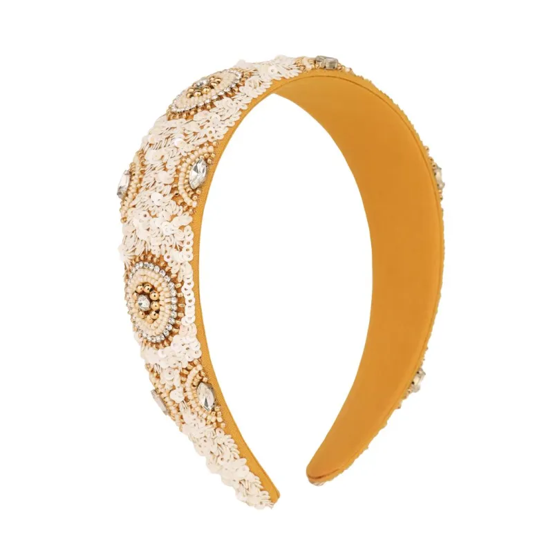 Nadia Cream Sequin Crystal Headband sold by BuDhaGirl