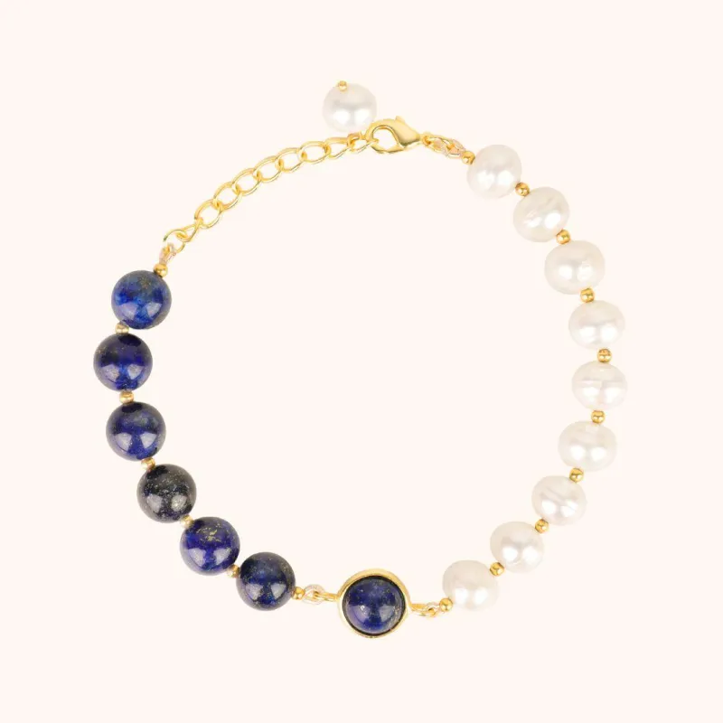 Margarite Bracelet - Lapis/Pearl sold by BuDhaGirl