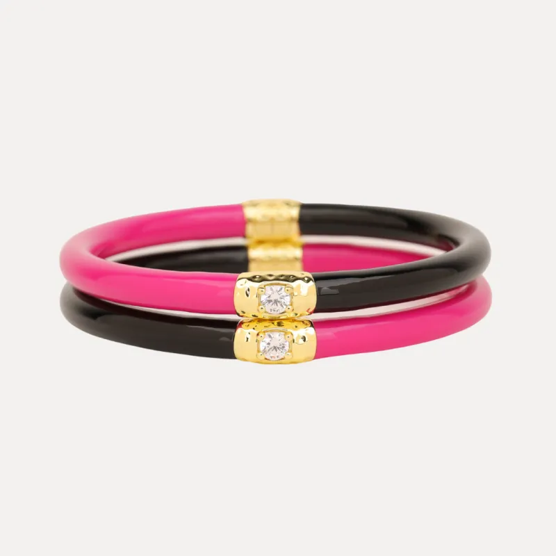 Epic Pink/Black Yin & Yang All Weather Bangles® (AWB®) sold by BuDhaGirl