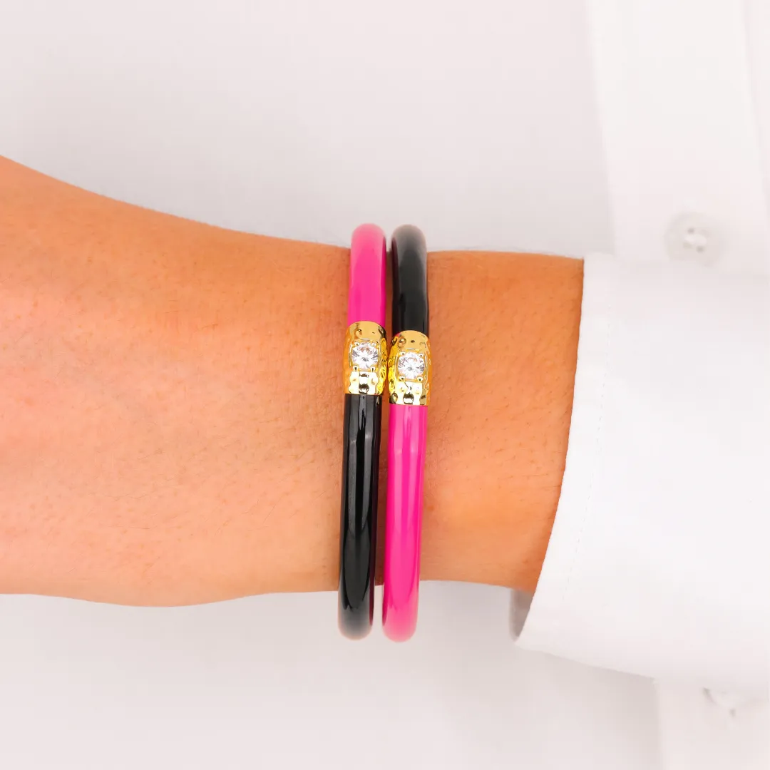 Epic Pink/Black Yin & Yang All Weather Bangles® (AWB®) sold by BuDhaGirl product image thumbnail 2
