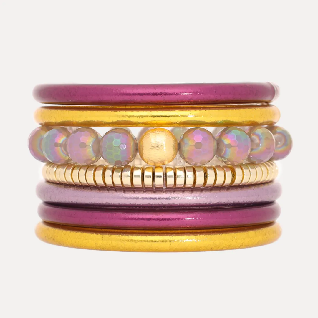The Purple/Gold School Stack sold by BuDhaGirl