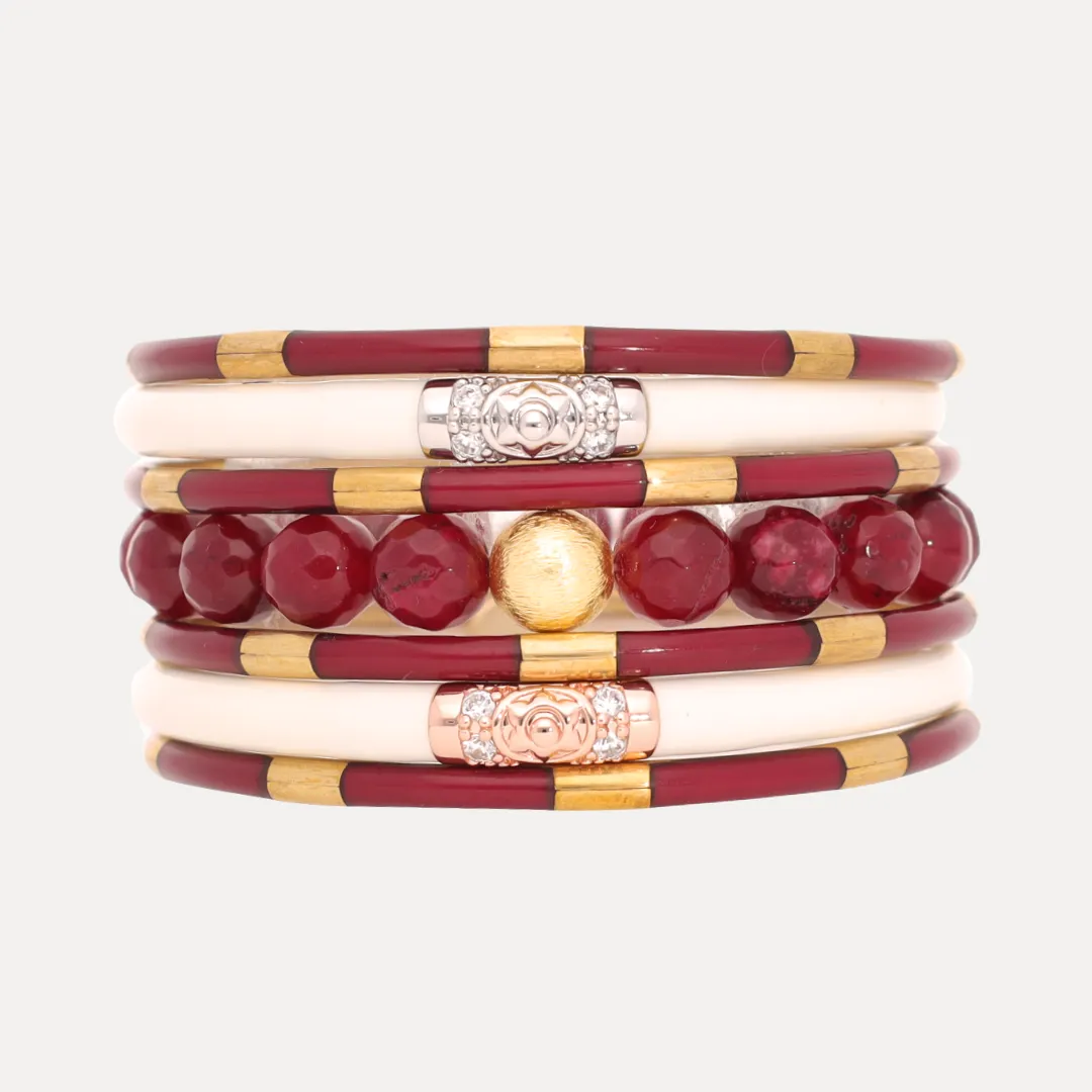 The Maroon/White School Stack sold by BuDhaGirl