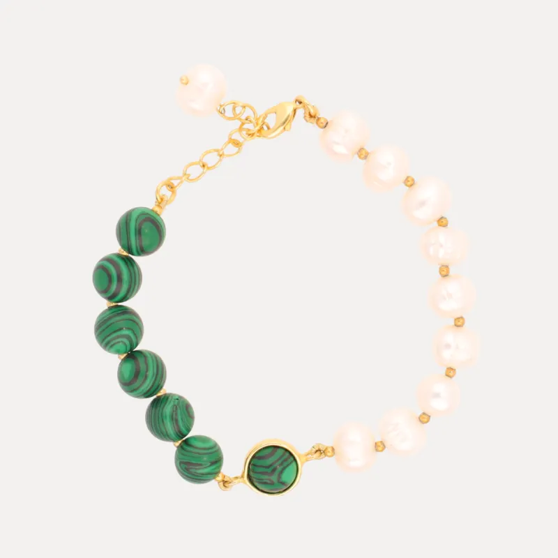 Margarite Bracelet - Malachite/Pearl sold by BuDhaGirl