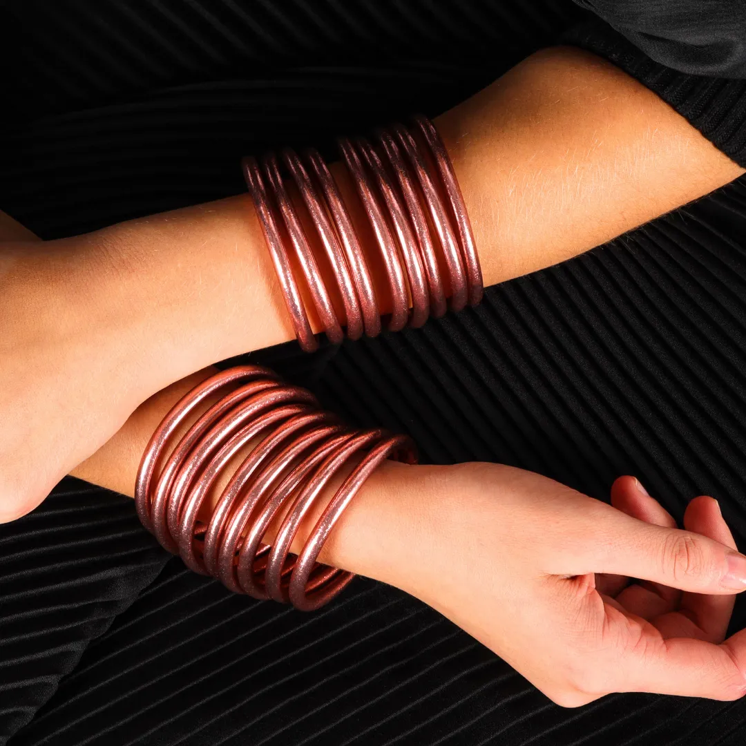 Rose Gold & Champagne All Weather Bangles® Bundle sold by BuDhaGirl product image thumbnail 2