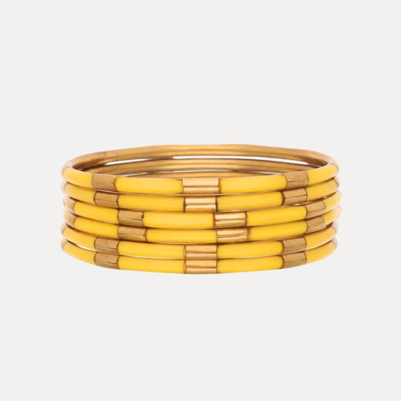 Yellow Veda Bangles - Set of 6 made by BuDhaGirl