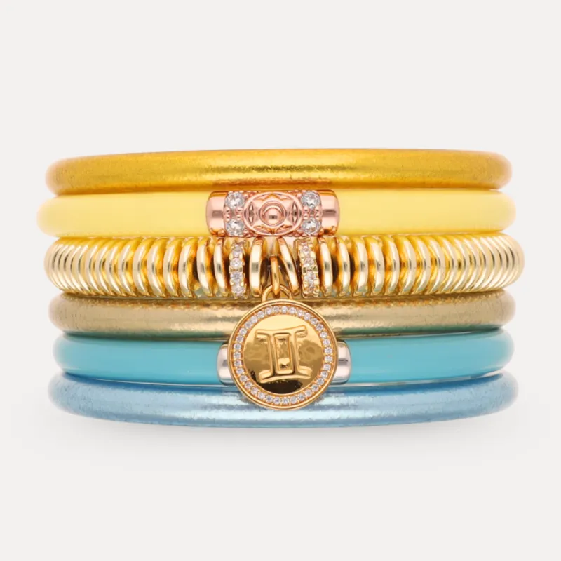 The Gemini Zodiac Stack with Charm Bracelet made by BuDhaGirl