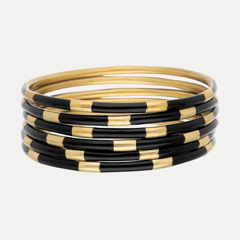 Black Veda Bangles - Set of 6 made by BuDhaGirl