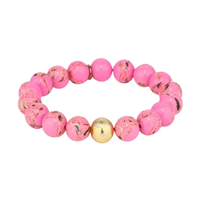 Marble Beaded Bracelet - Pink sold by BuDhaGirl