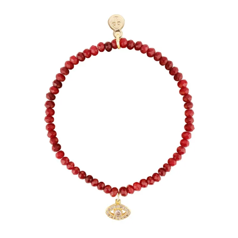 Luna Bracelet - Raspberry With Evil Eye Charm sold by BuDhaGirl