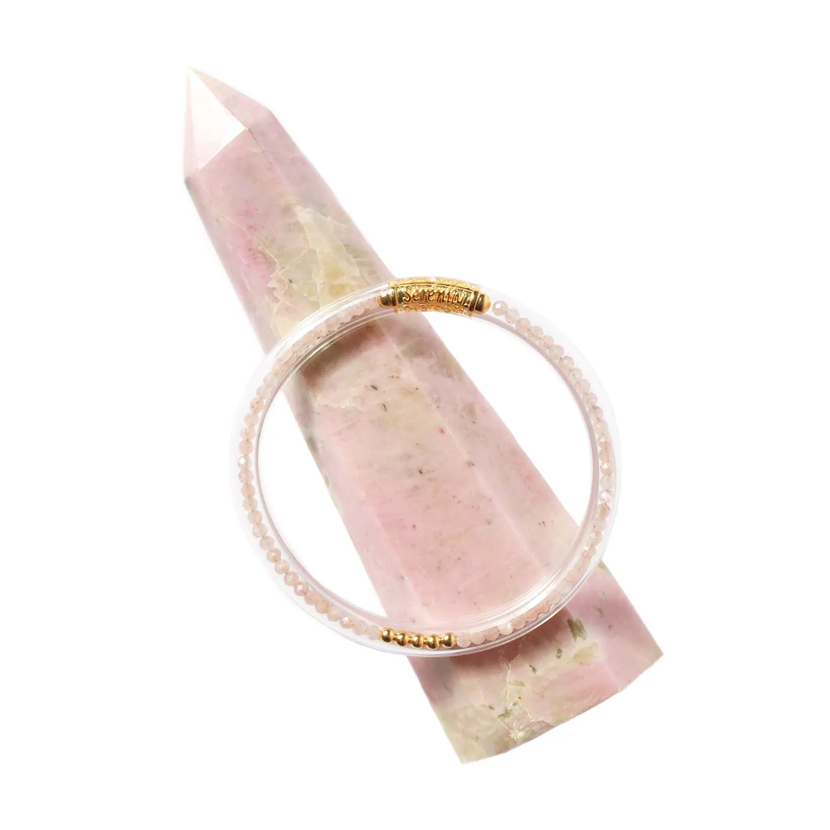 Pink Moonstone Luxe All Weather Bangle® (AWB®) - Serenity Prayer sold by BuDhaGirl product image thumbnail 2