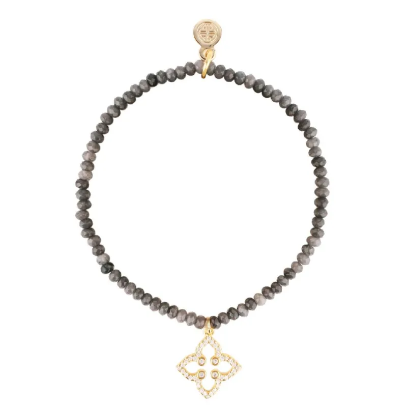 Luna Bracelet - Graphite With Crest Charm sold by BuDhaGirl