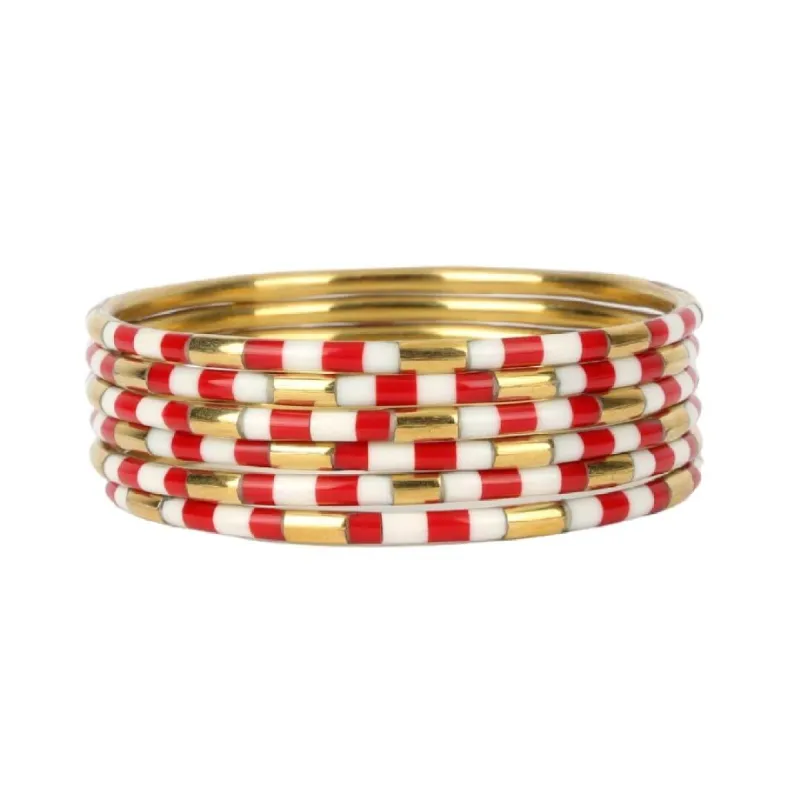 Red/White Veda Bangles - Set of 6 sold by BuDhaGirl