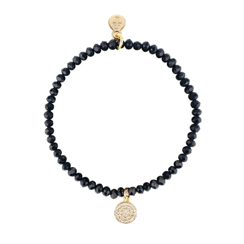 Luna Bracelet - Black With Circle Charm sold by BuDhaGirl