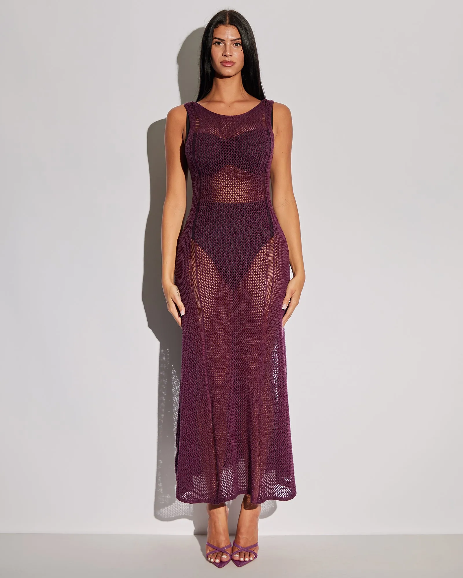Stitchy Sleeveless Dress - Aubergine sold by TA3 product image thumbnail 2