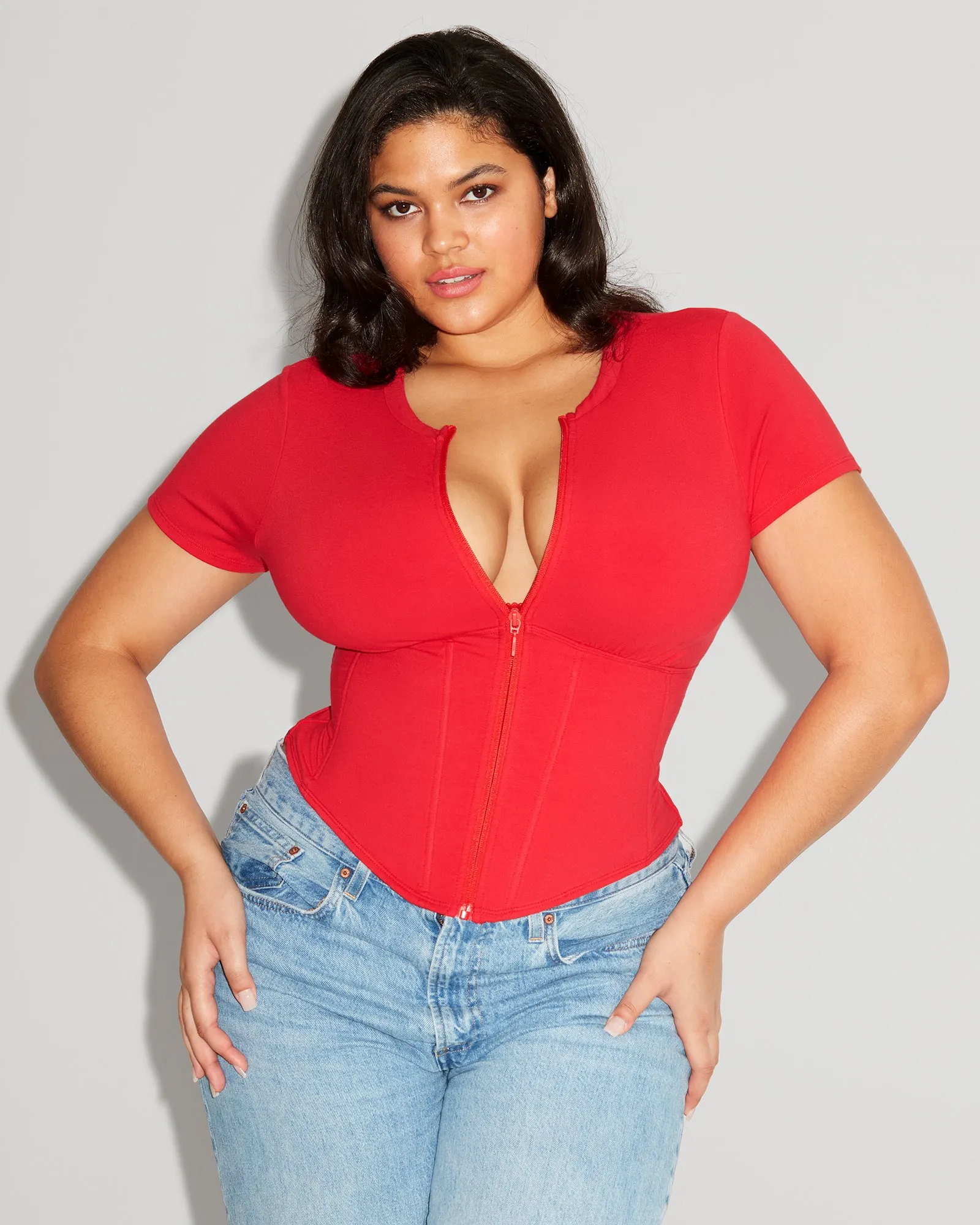 Short Sleeve Corsety Top - Red sold by TA3