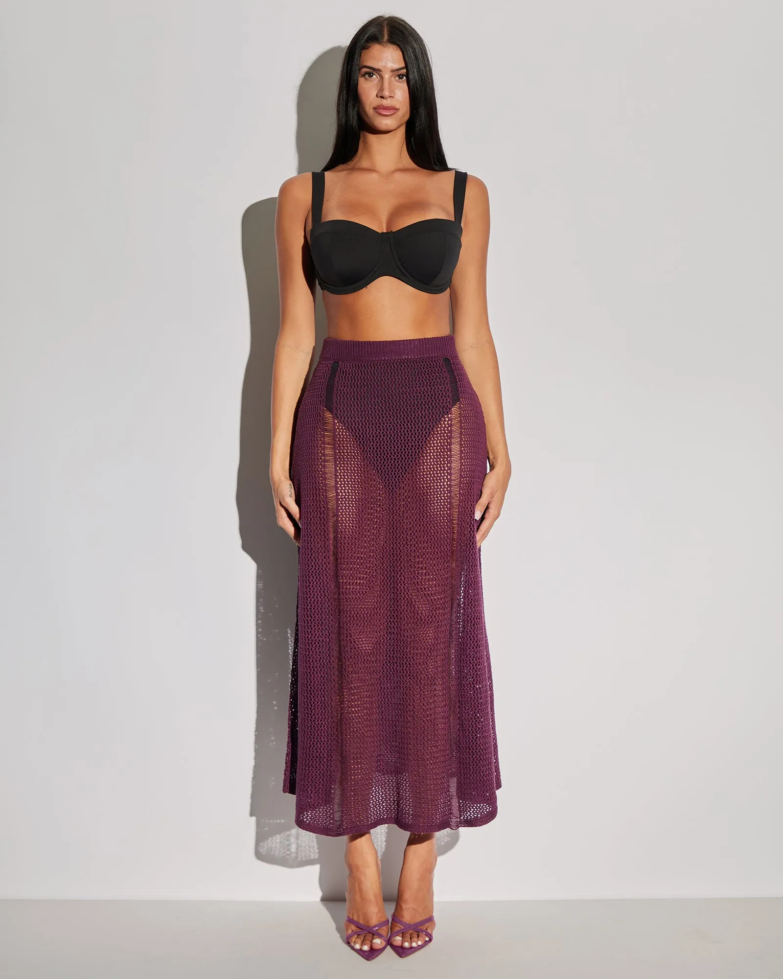 Stitchy Maxi Skirt - Aubergine sold by TA3