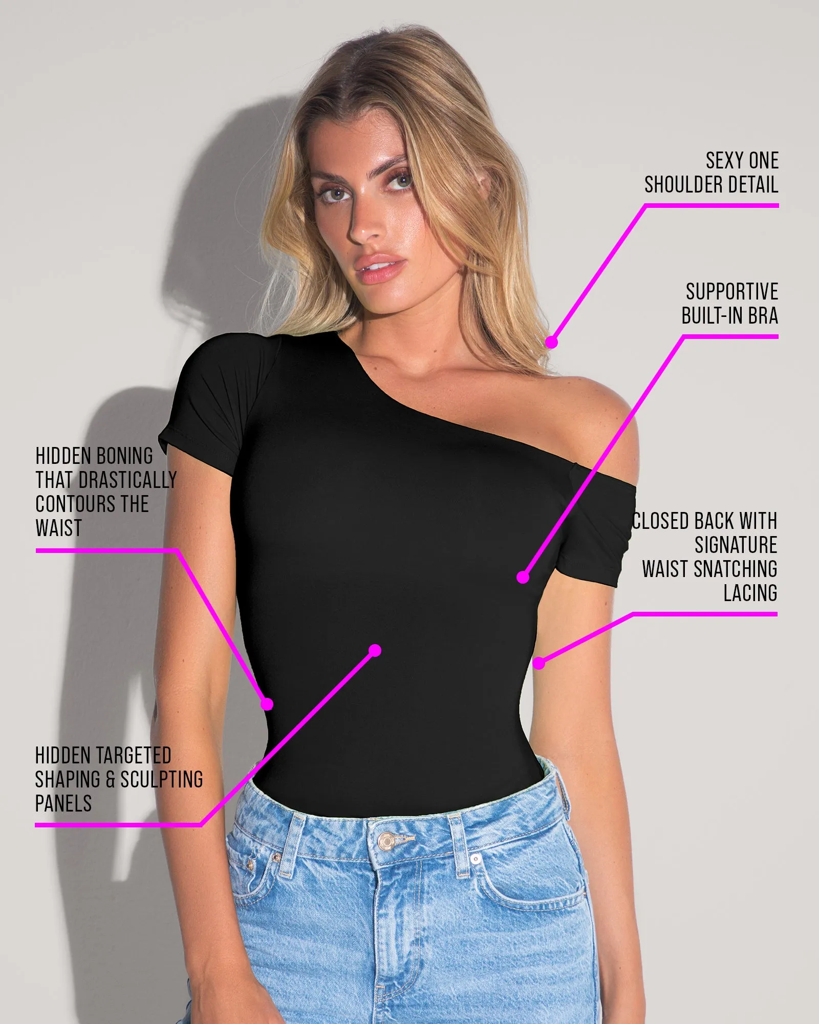 Shapey Short Sleeve Asymmy Top - Black sold by TA3 product image thumbnail 3