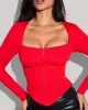 Corsety Square Neck Long Sleeve Top - Red sold by TA3
