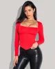 Corsety Square Neck Long Sleeve Top - Red sold by TA3