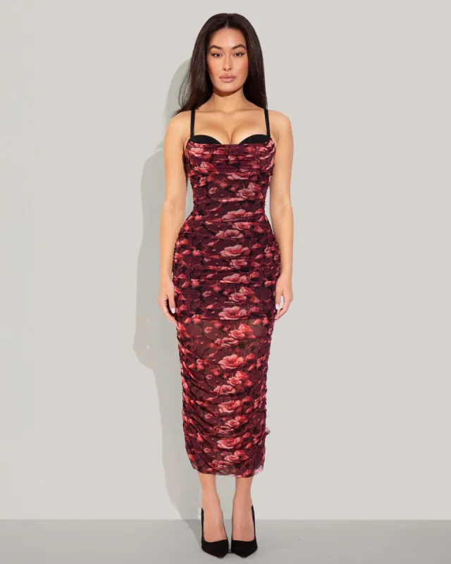 Sweetie Mesh Column Dress - Cranberry Floral sold by TA3