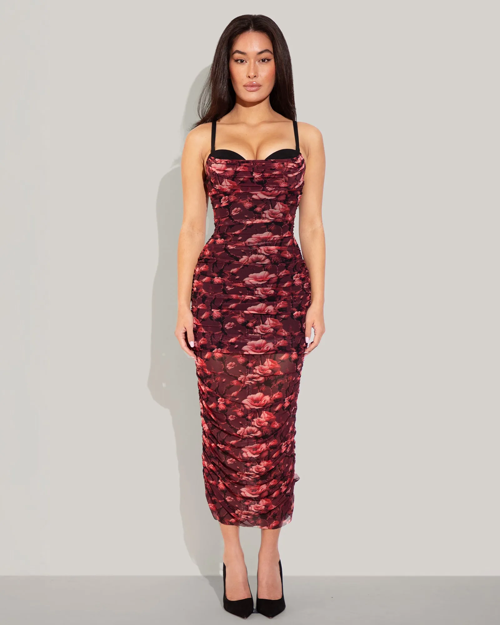 Sweetie Mesh Column Dress - Cranberry Floral sold by TA3