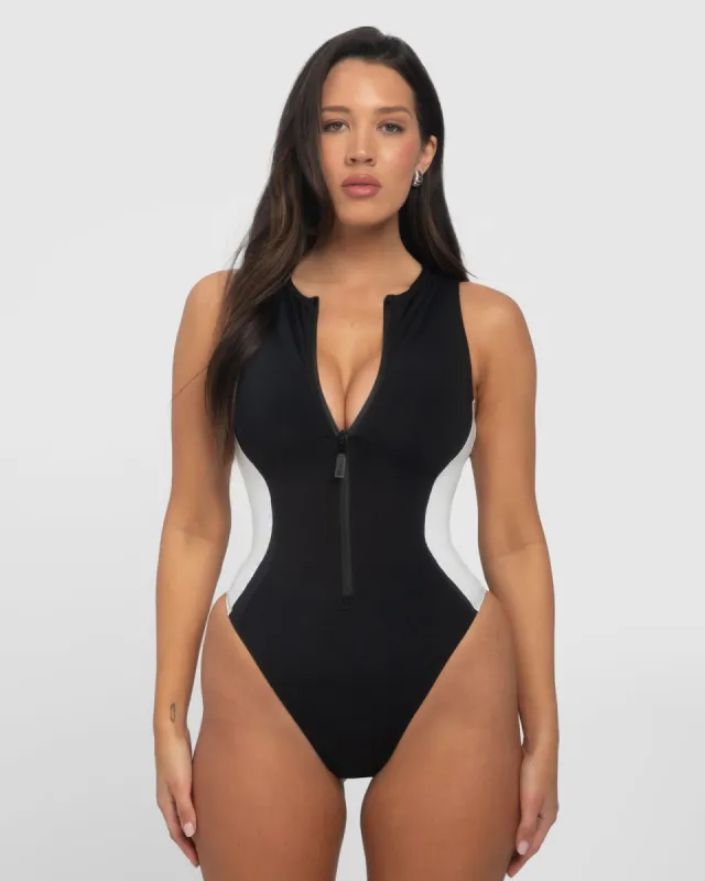 Crewneck Hi Cut Sleeveless Surfy - Black/White sold by TA3