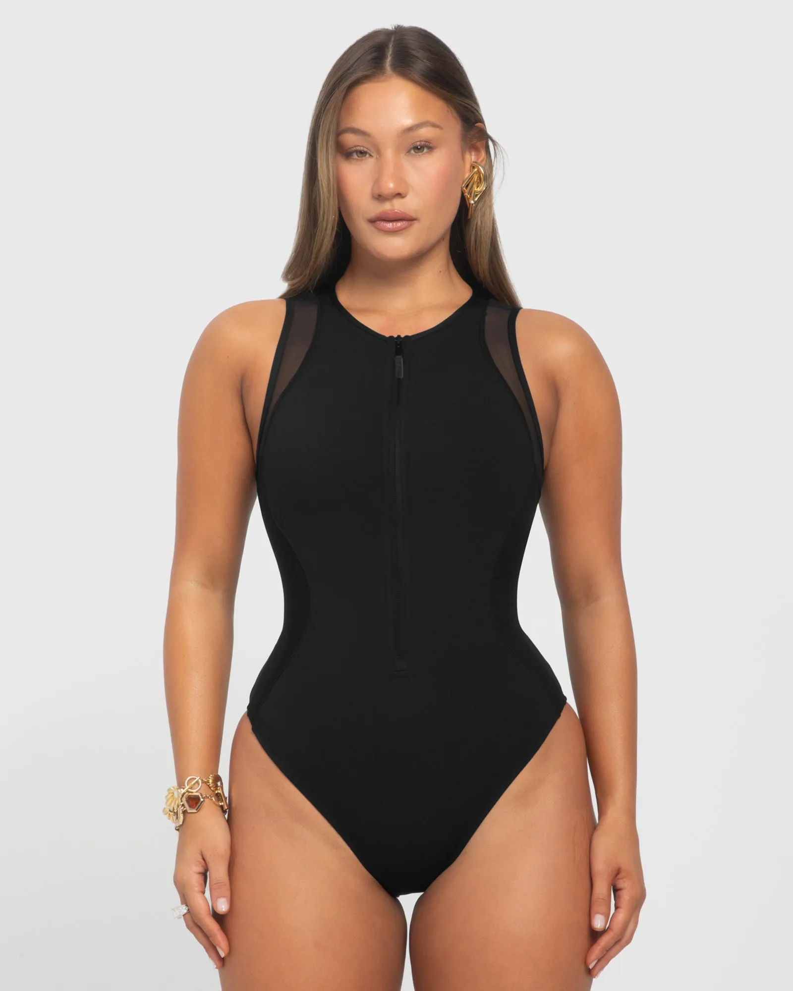 Crewneck Sleeveless Surfy - Black/Black Mesh Contour sold by TA3