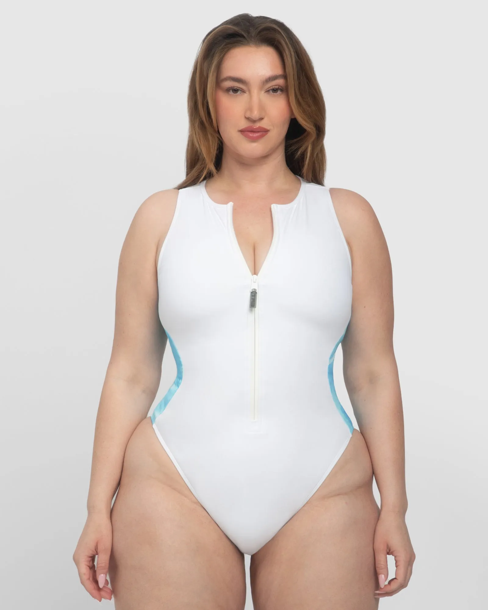 Hi Cut Sleeveless Surfy - Crewneck White/Pool Contour sold by TA3 product image thumbnail 3