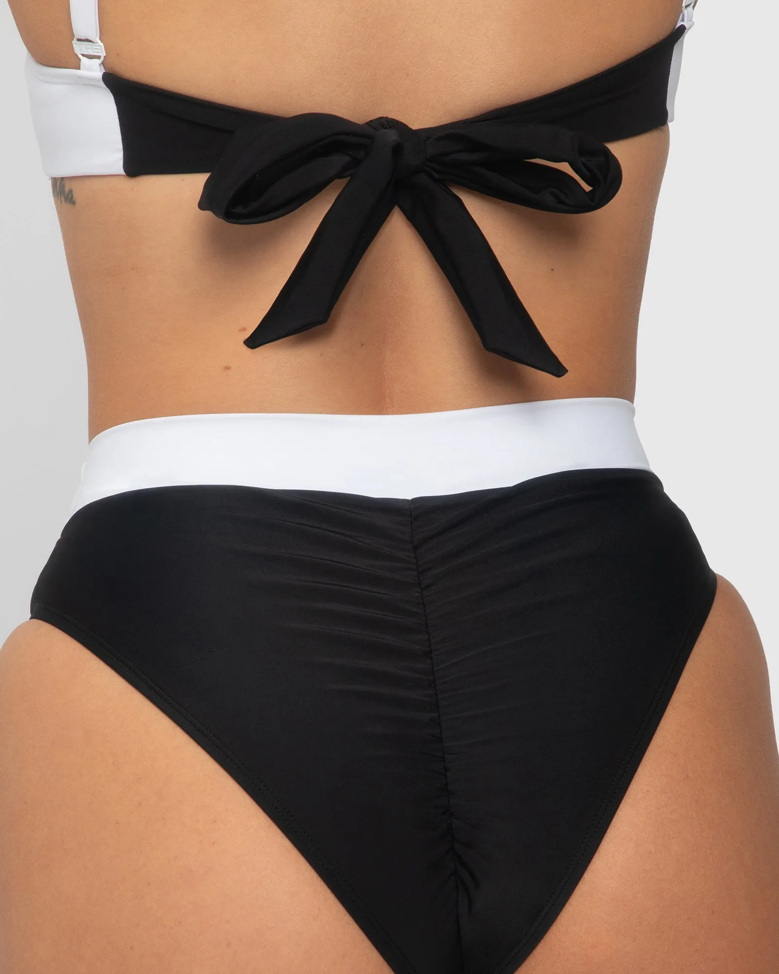 Brazilian Ruched Back Kini Bottom - Black/White sold by TA3 product image thumbnail 4