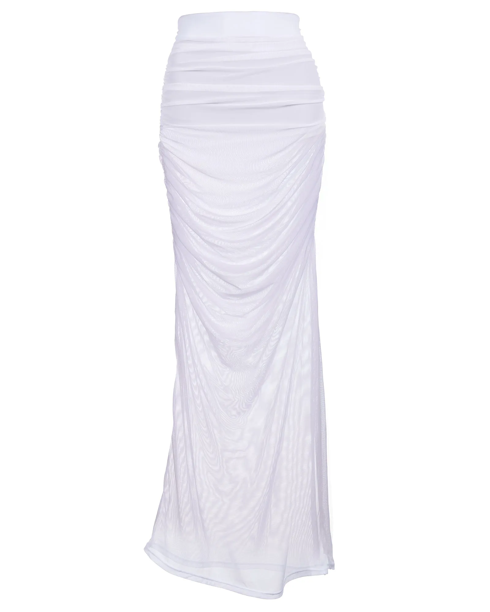 Ruched Sheer Midi Skirty - White sold by TA3 product image thumbnail 5