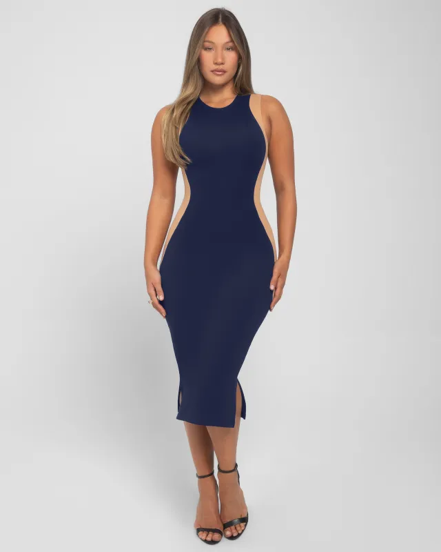 Illusion Column Dress - Contour Midnight/Sand sold by TA3