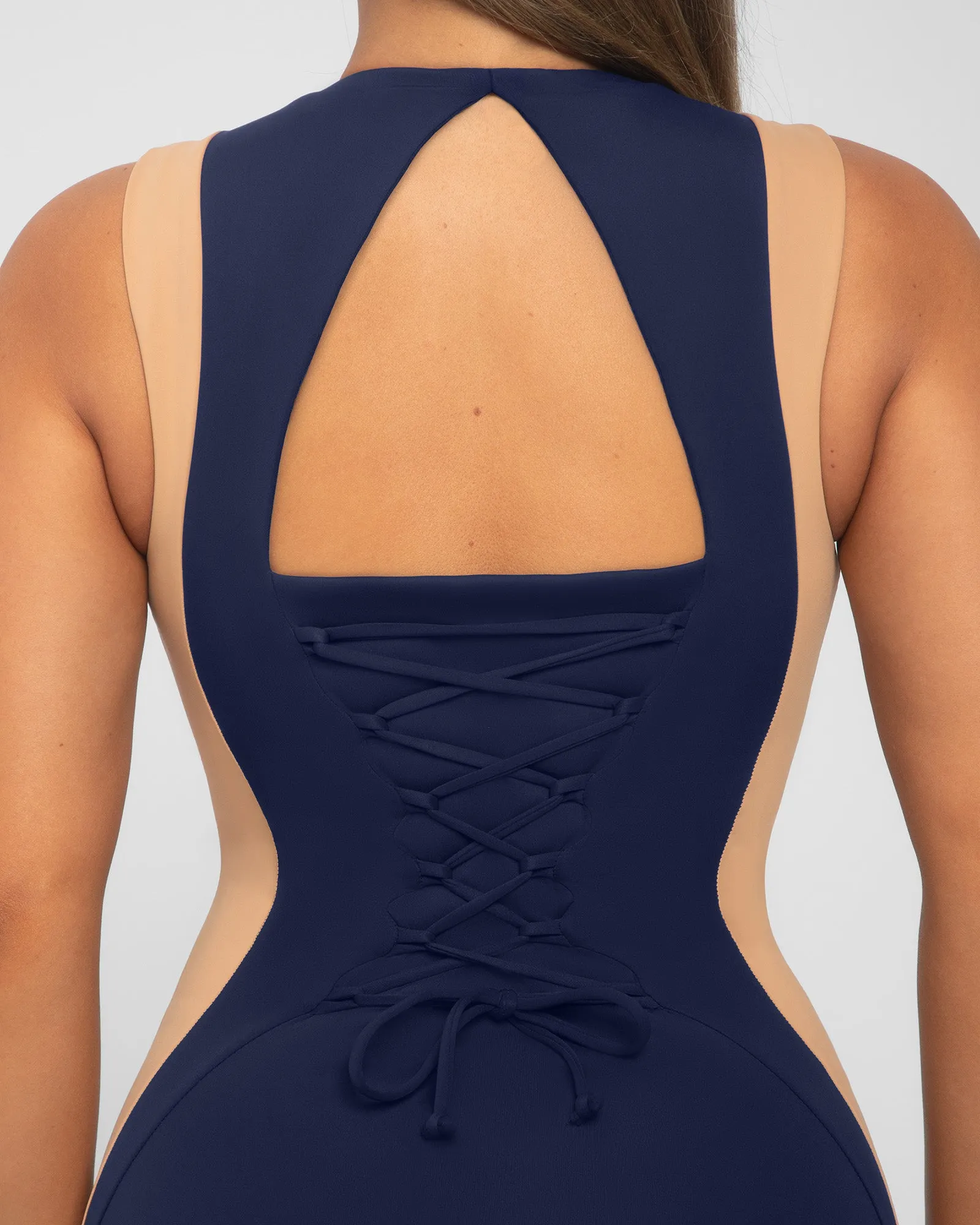 Illusion Column Dress - Contour Midnight/Sand sold by TA3 product image thumbnail 4