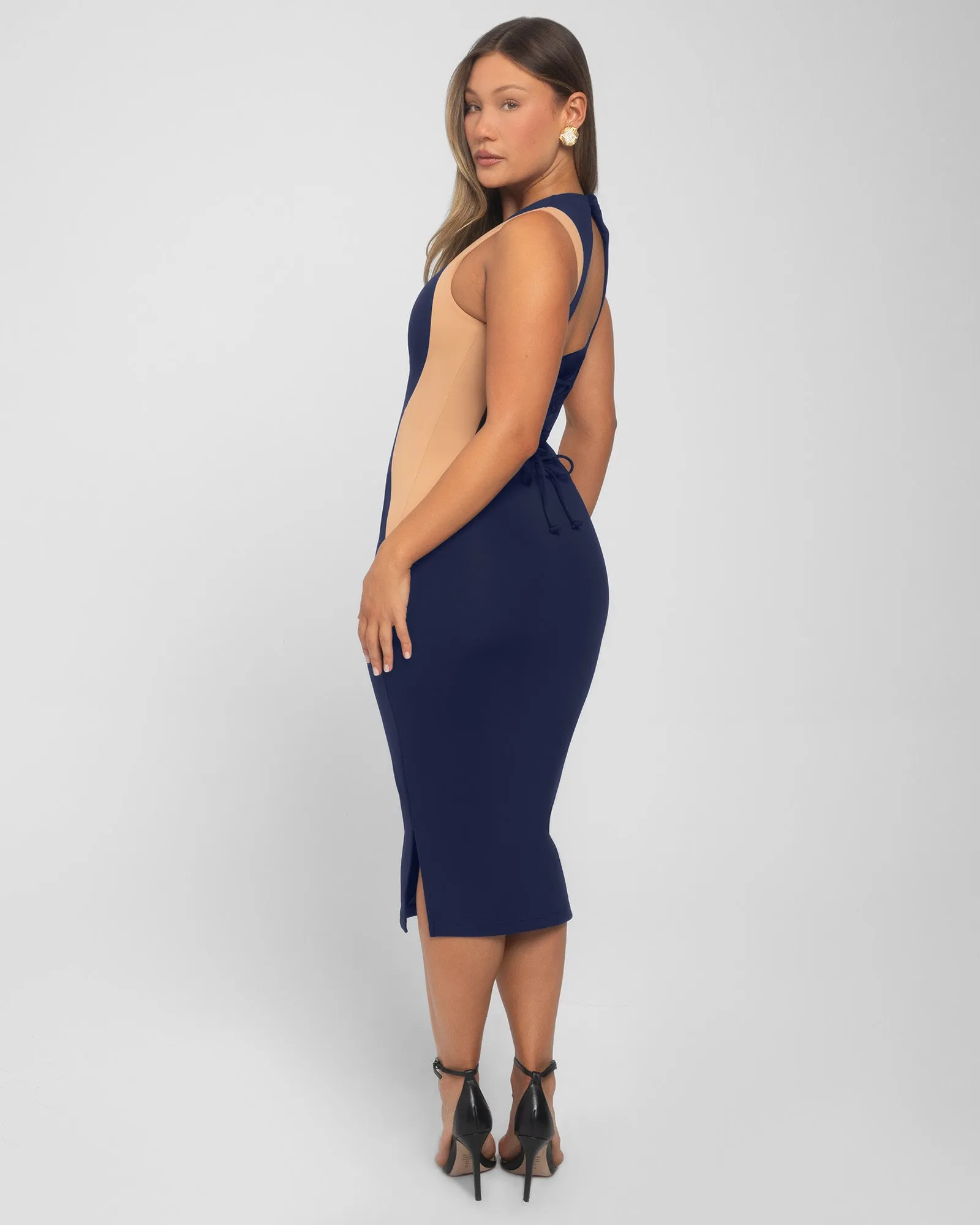 Illusion Column Dress - Contour Midnight/Sand sold by TA3 product image thumbnail 2