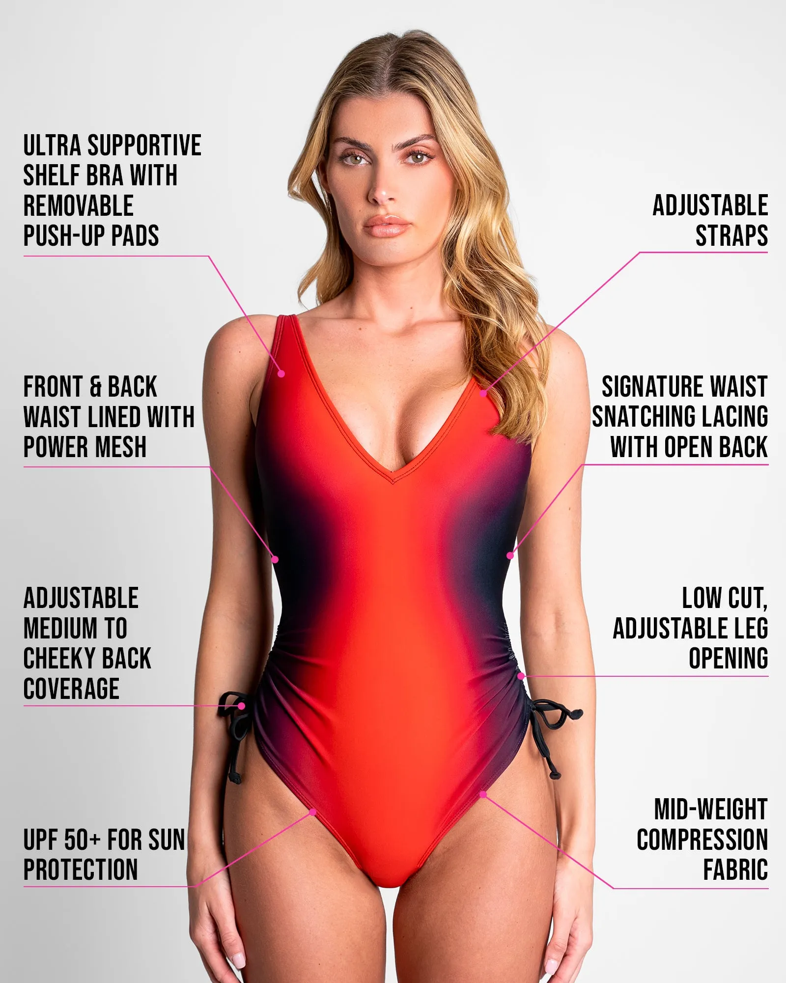 Plungey Cinched Leg - Red Ombre sold by TA3 product image thumbnail 5