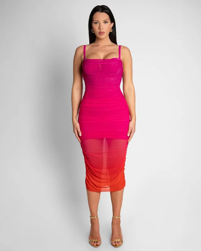Sweetie Mesh Column Dress - Sunset Ombre sold by TA3