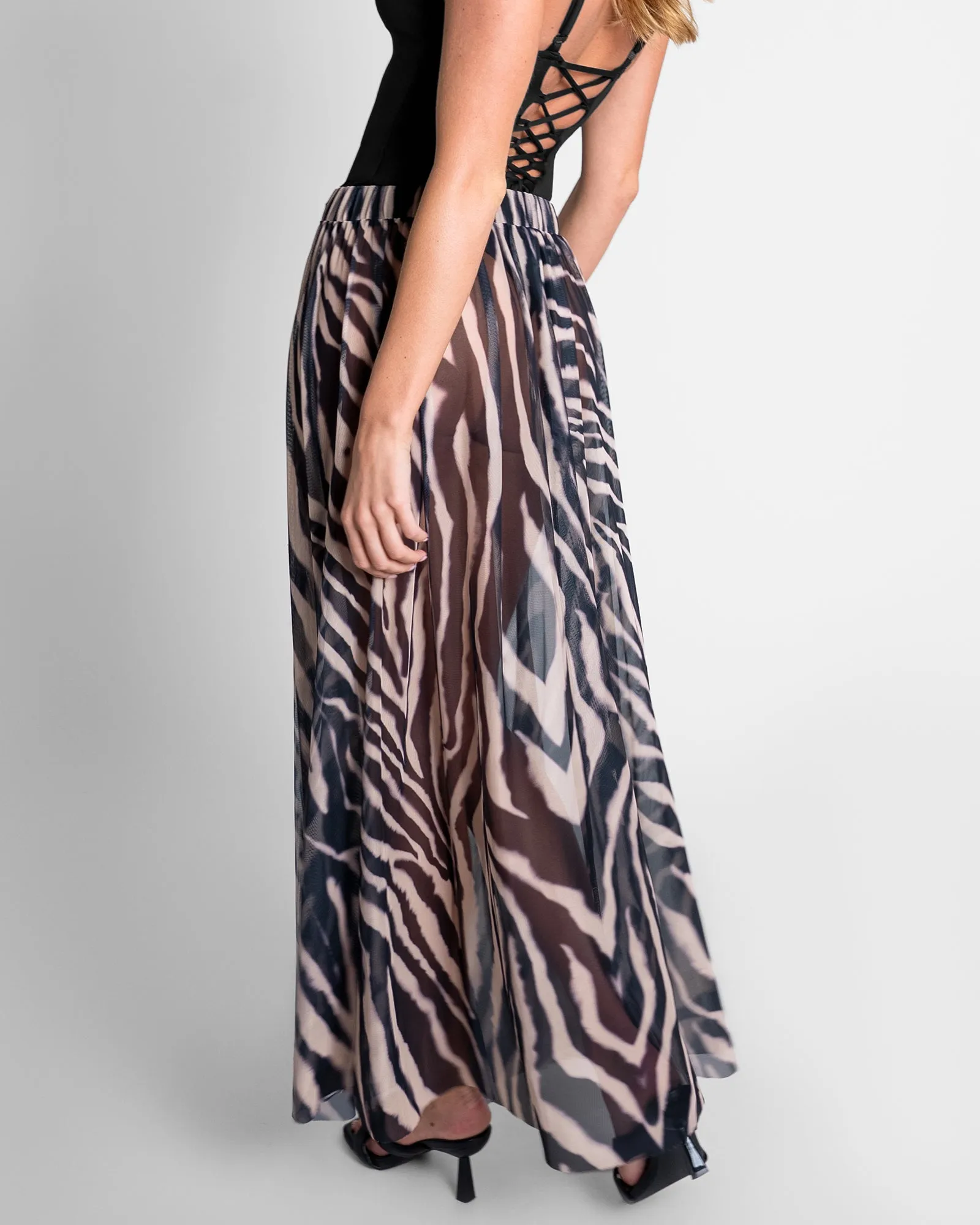 Ringy Sheer Slit Skirty - Zebra sold by TA3 product image thumbnail 2