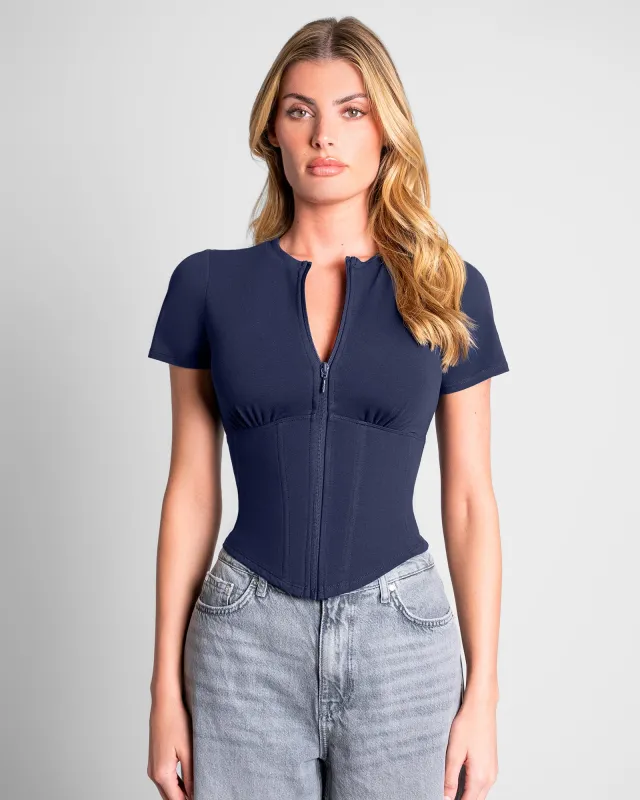 Short Sleeve Corsety Top - Midnight sold by TA3