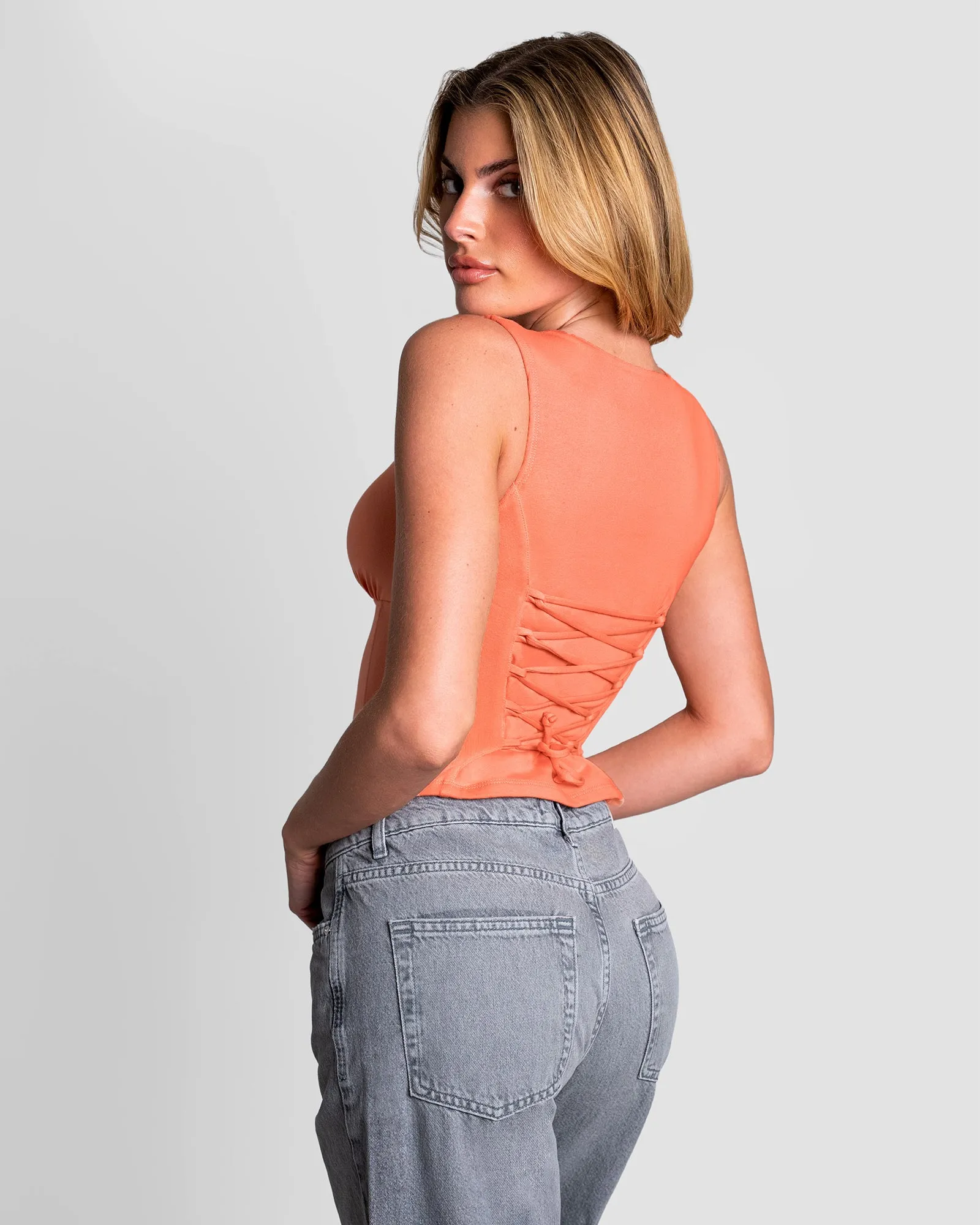 Corsety Square Neck Sleeveless Top - Creamsicle sold by TA3 product image thumbnail 3