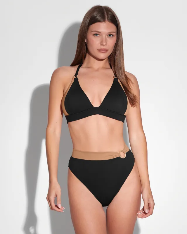 Triangle Bikini Top - Black/Tawny sold by TA3