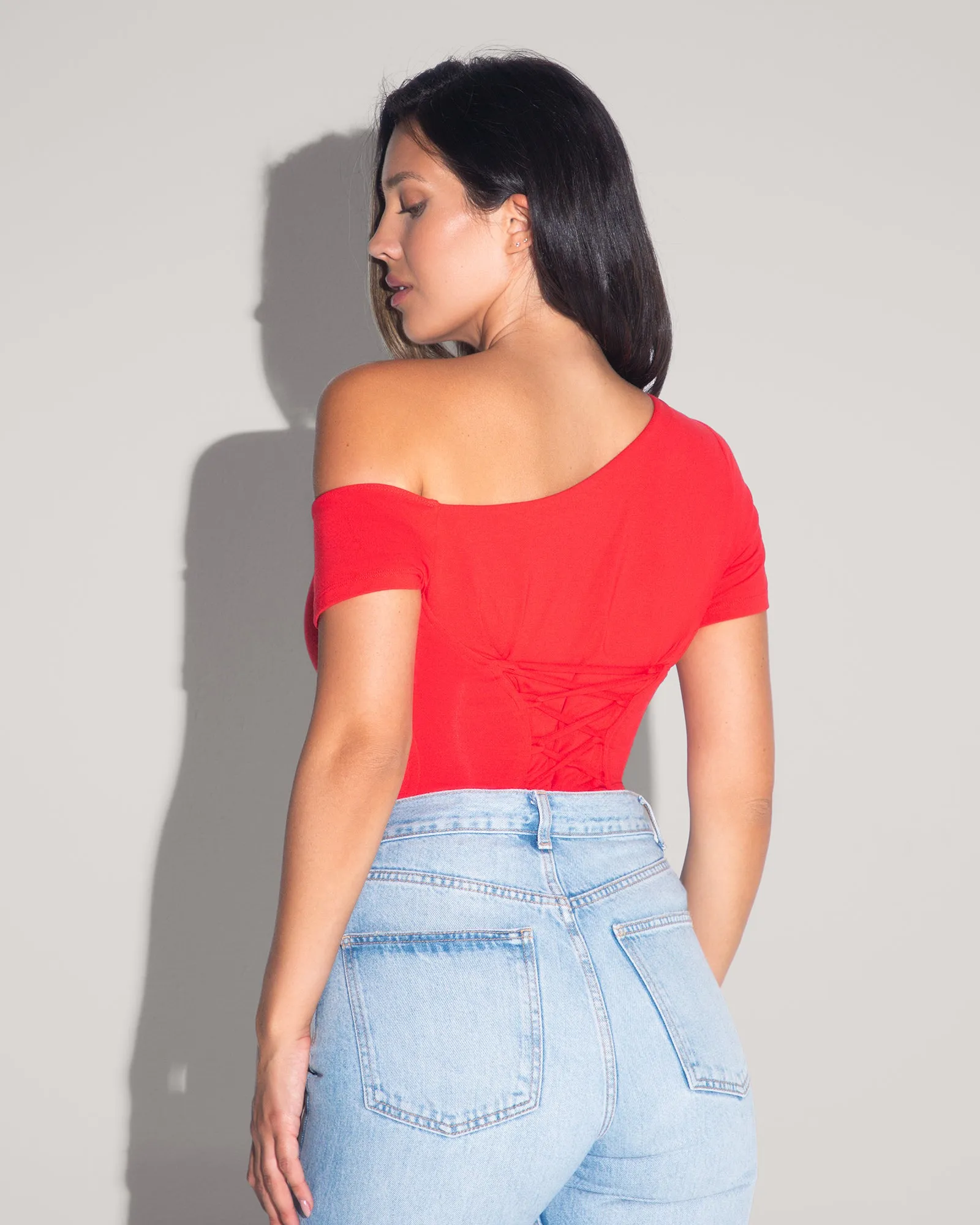 Short Sleeve Asymmy Top - Red sold by TA3 product image thumbnail 4
