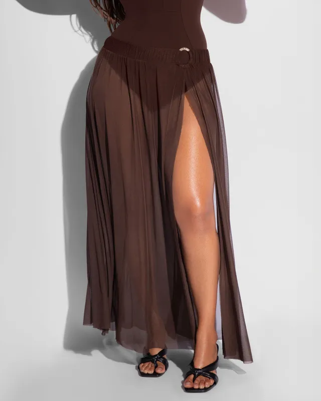 Ringy Sheer Slit Skirty - Espresso sold by TA3