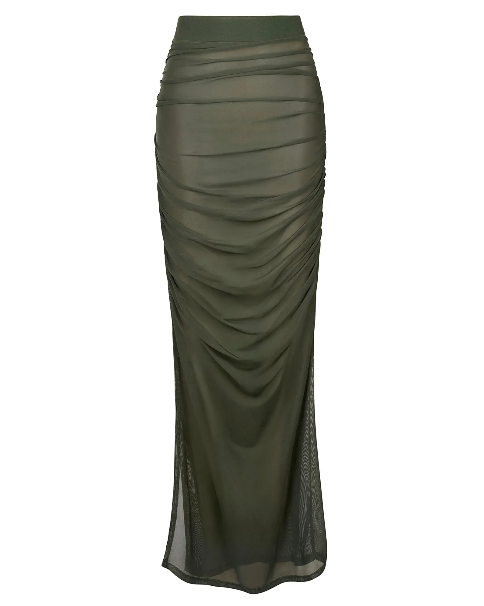 Ruched Sheer Maxi Skirty - Fern Green sold by TA3 product image thumbnail 5