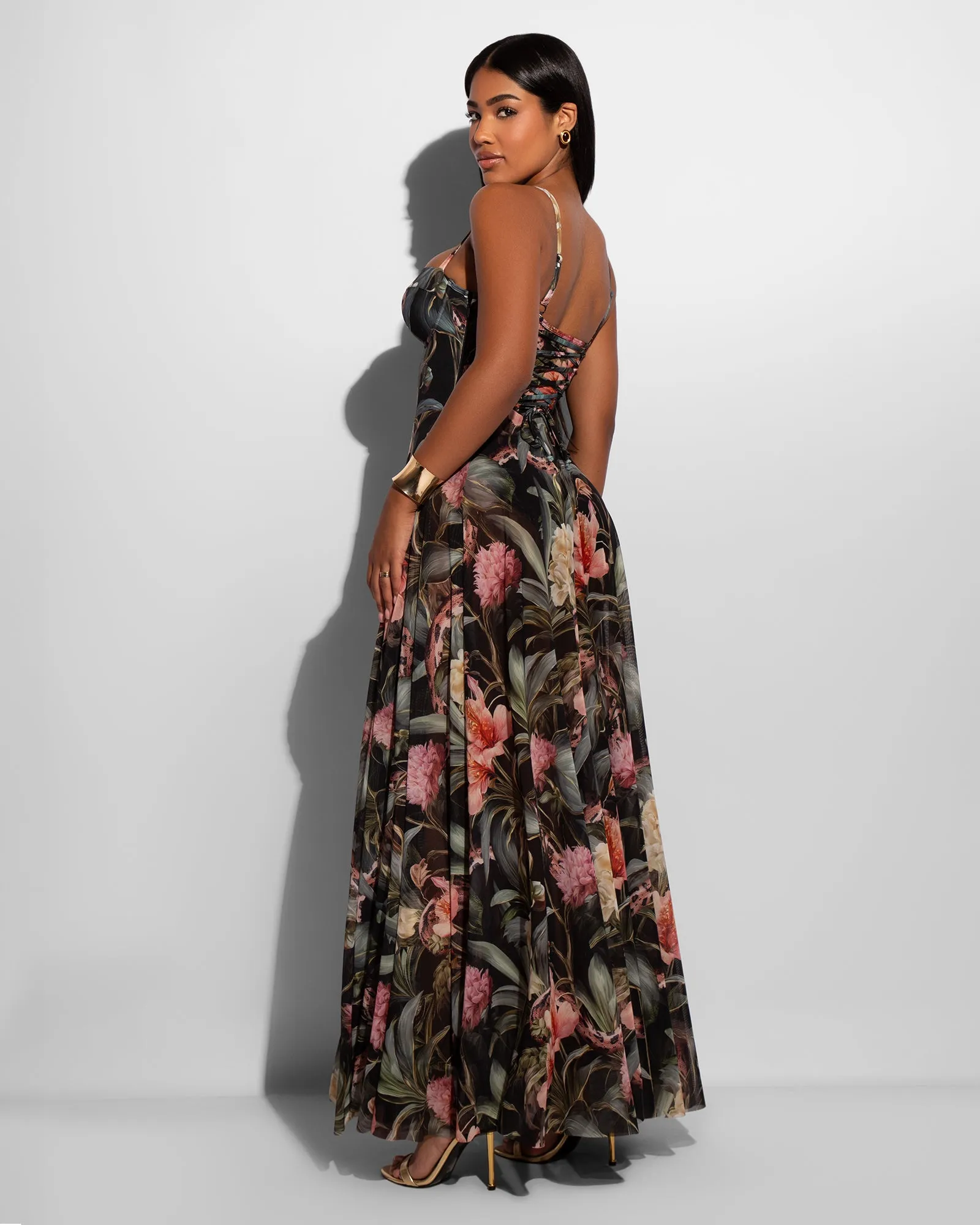 Bombshell Maxi Dress - Midnight Peony sold by TA3 product image thumbnail 2