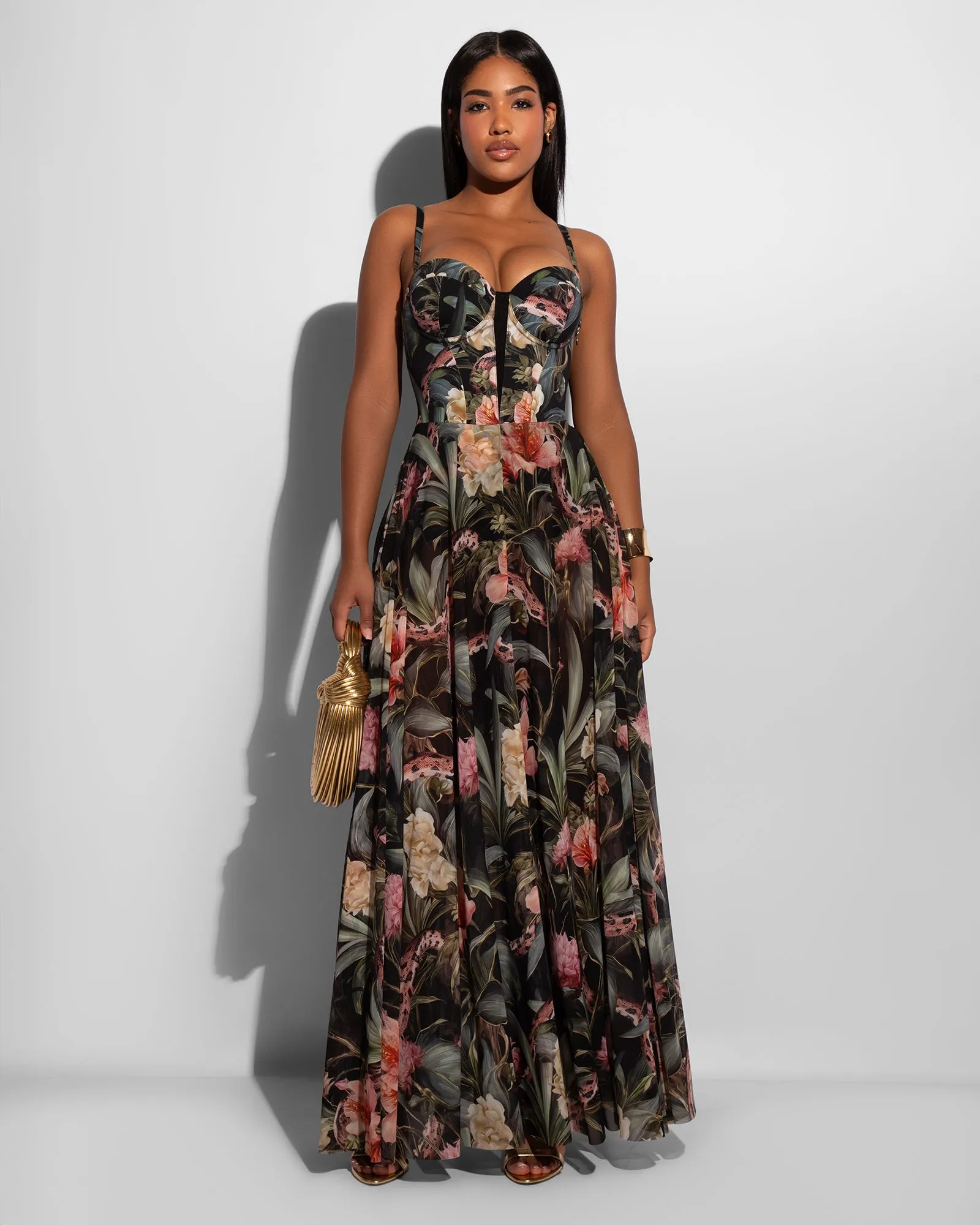 Bombshell Maxi Dress - Midnight Peony sold by TA3