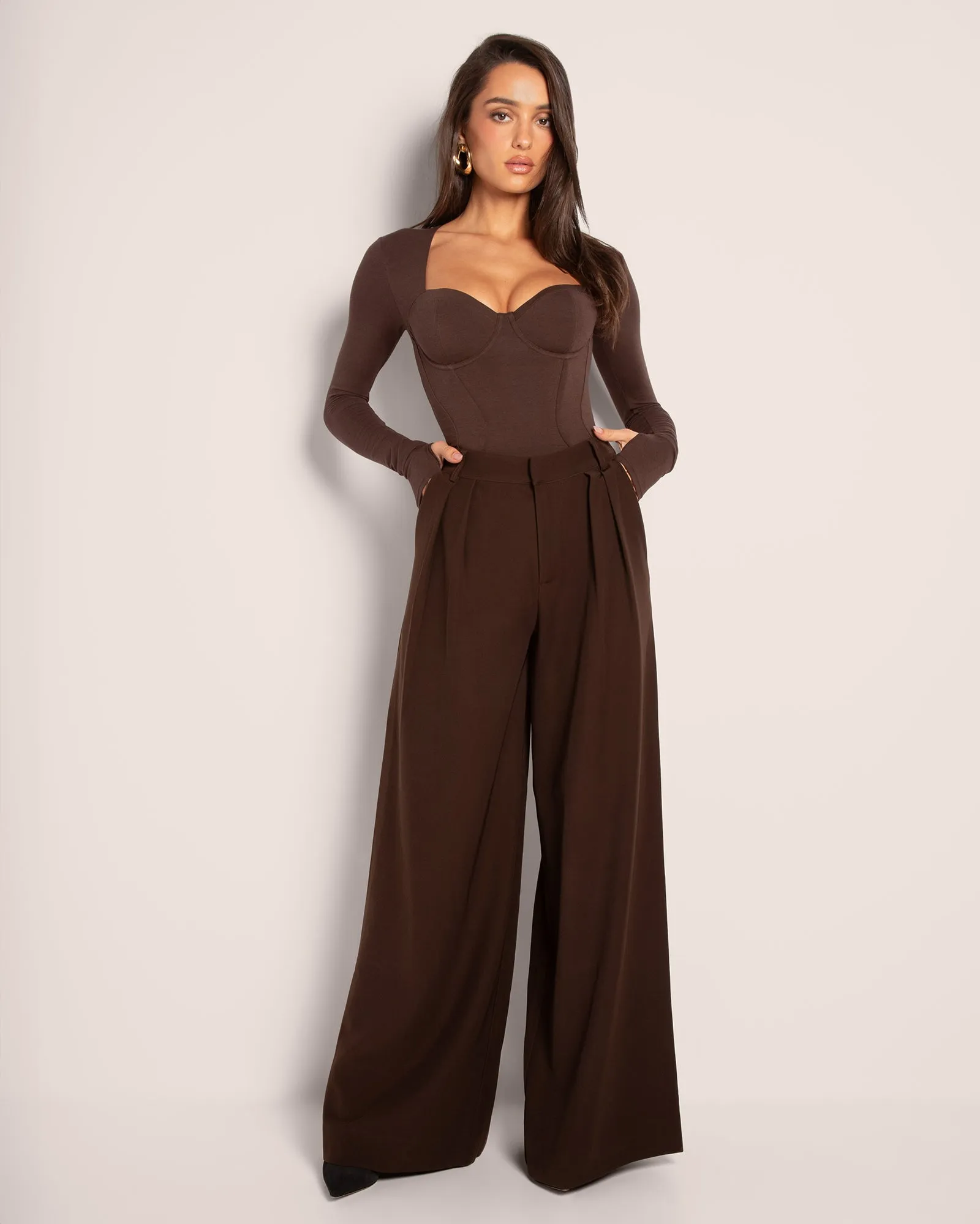 Pleaty Wide Leg Pant - Espresso sold by TA3 product image thumbnail 4