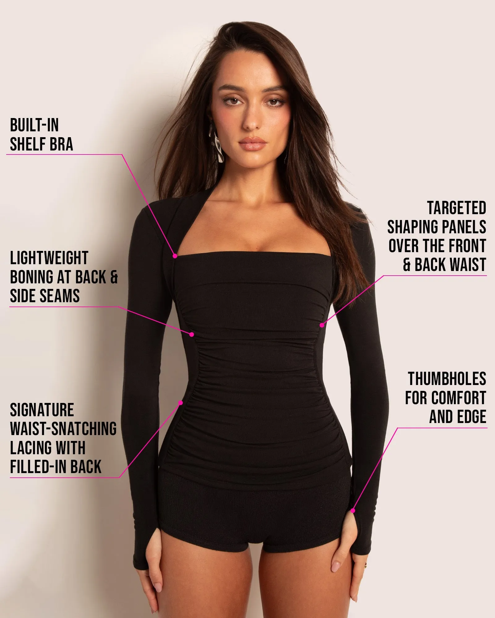 Shapey Ruched Long Sleeve Top - Black sold by TA3 product image thumbnail 5