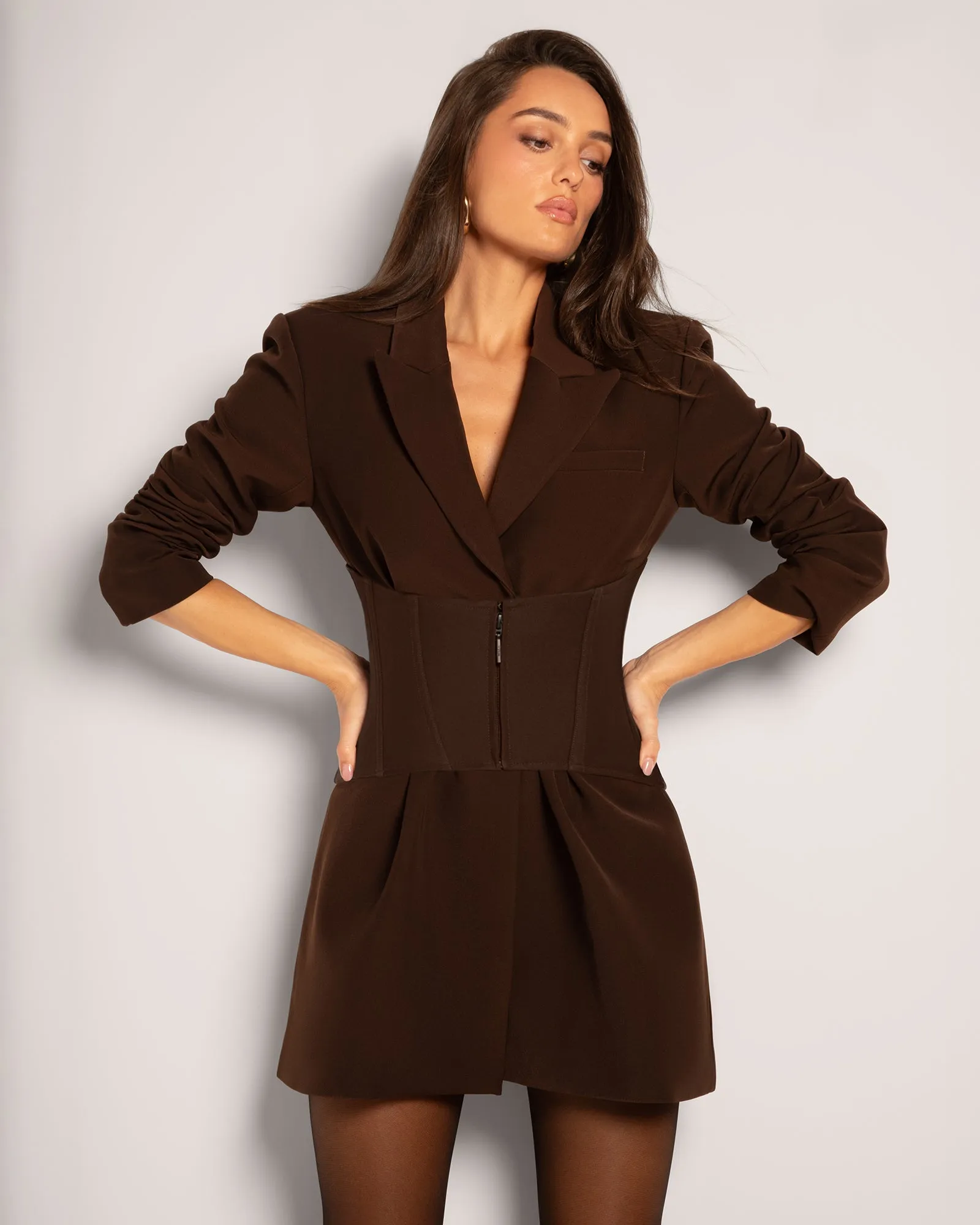 Convertible Blazer Dress - Espresso sold by TA3 product image thumbnail 5
